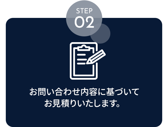 STEP02　お問い合わせ内容に基づいてお見積りいたします。